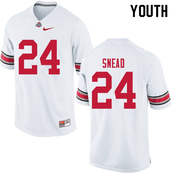 Ohio State Buckeyes #24 Brian Snead Youth University Jersey White